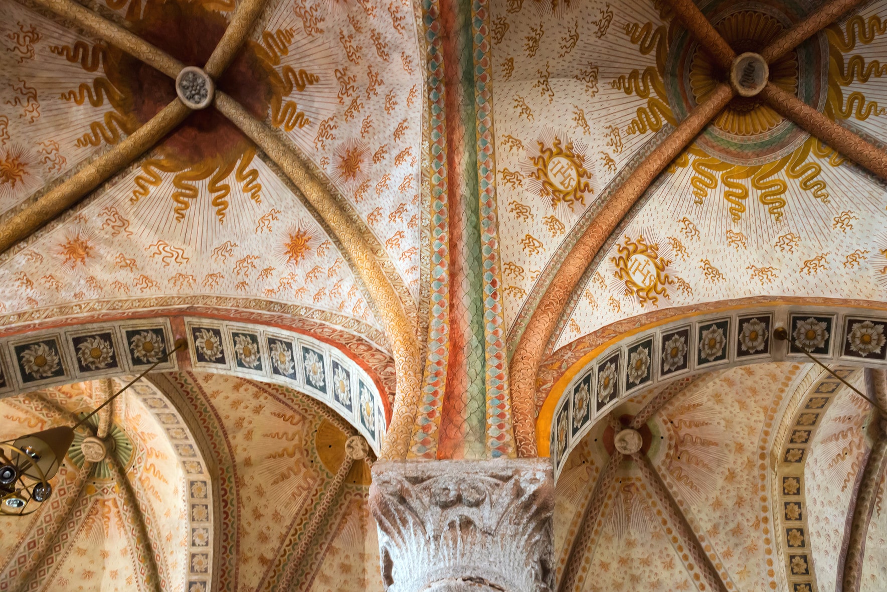 Fresco, wall painting indoor of church Santa Maria delle Grazie, Milan, Italy
