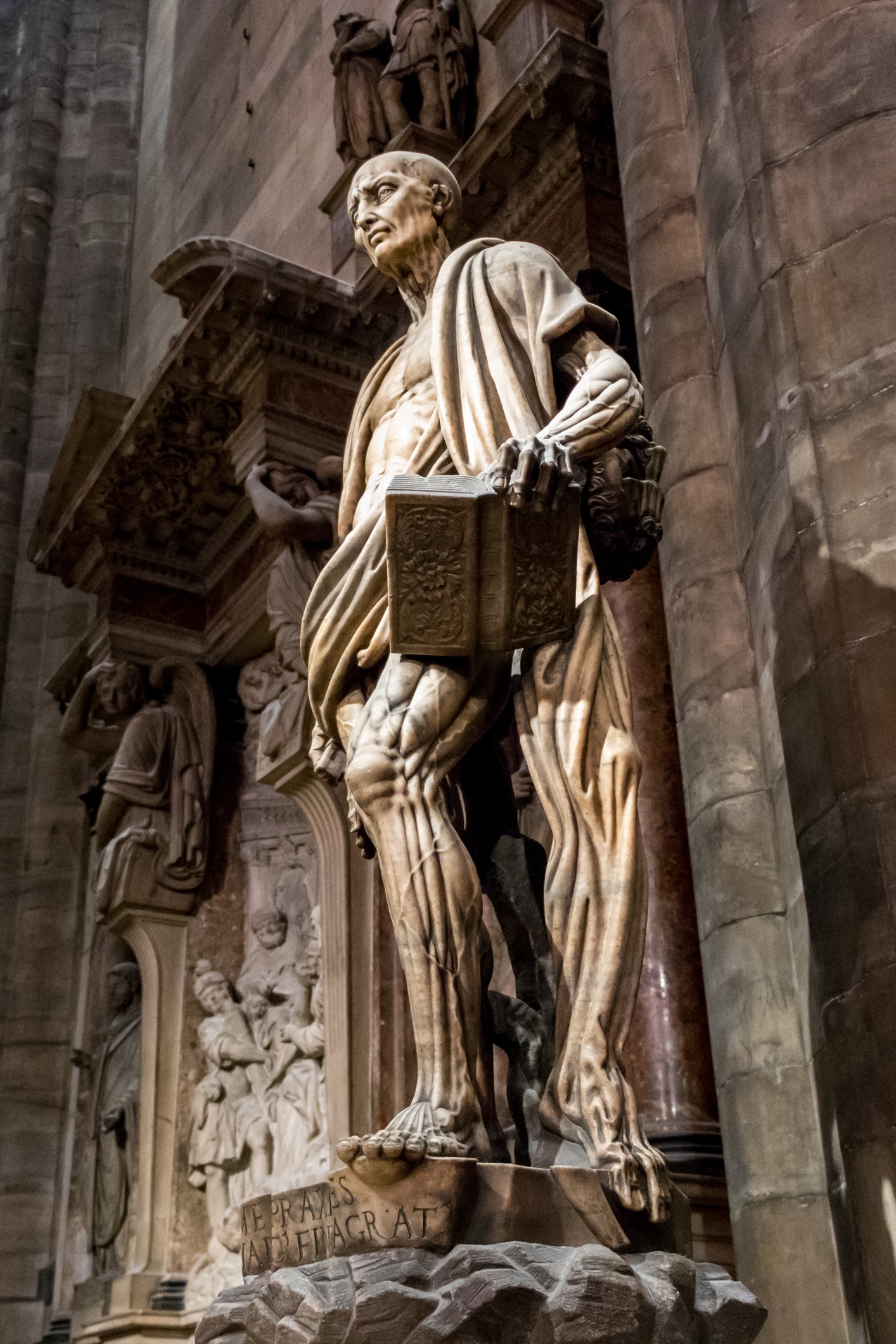 Flayed St. Bartholomew statue inside Milan Duomo