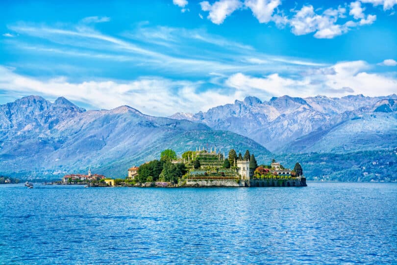 Isola Madre - Lago Maggiore in the background of the Alps mountains. Lake Maggiore and Borromean Islands Boat Tour