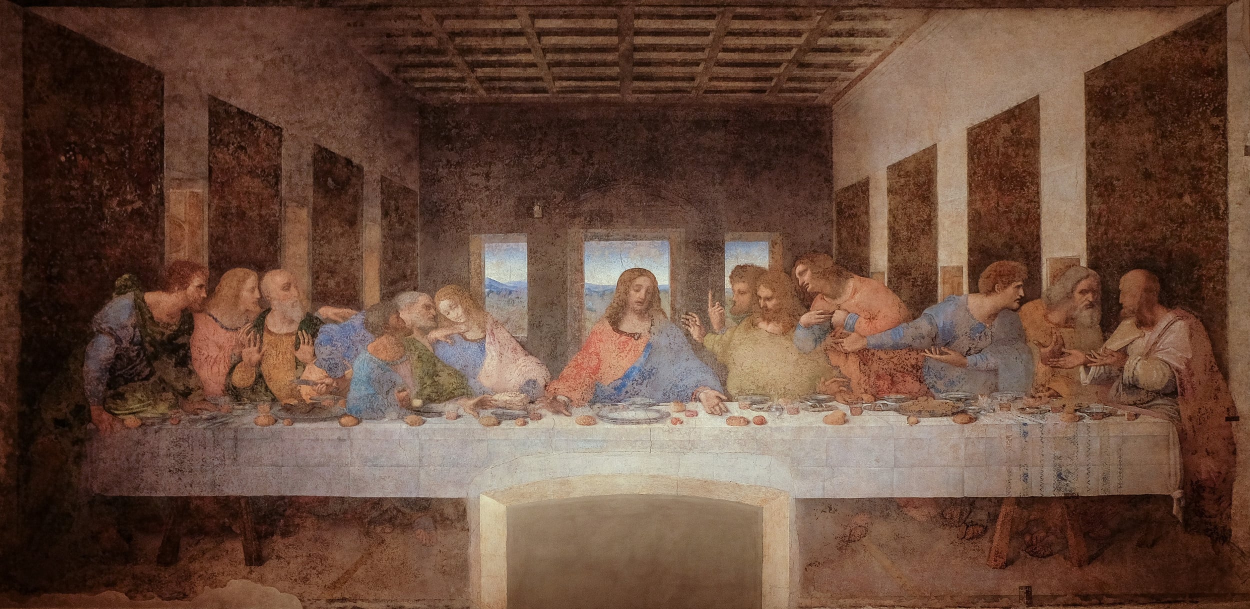 The Last Supper by Leonardo da Vinci in the refectory of the Convent of Santa Maria delle Grazie, Milan, Italy