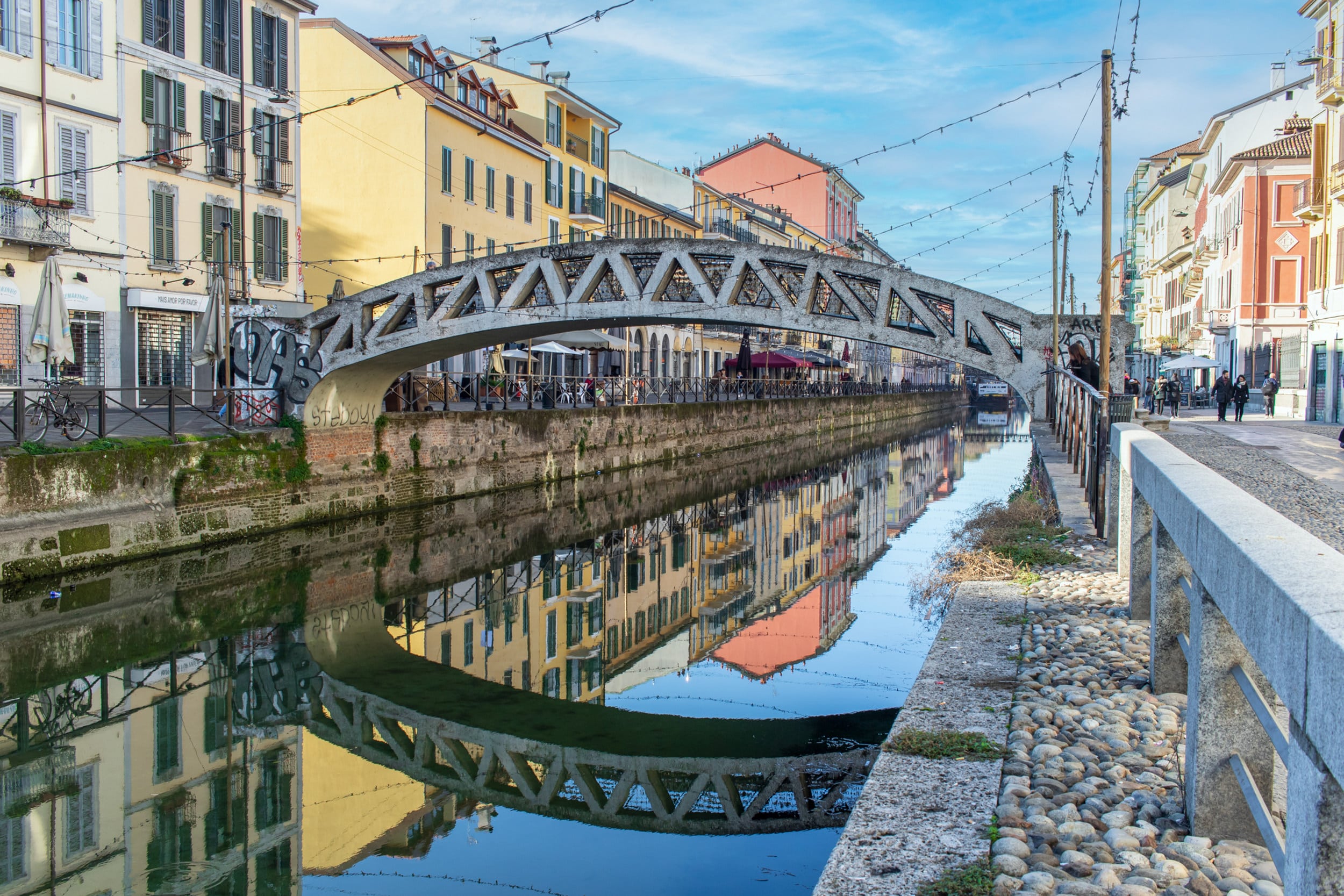 The Navigli canals system, Milan. Italy