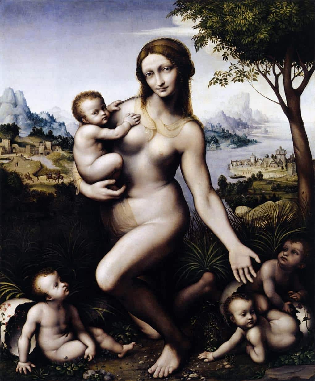 Leda with their children