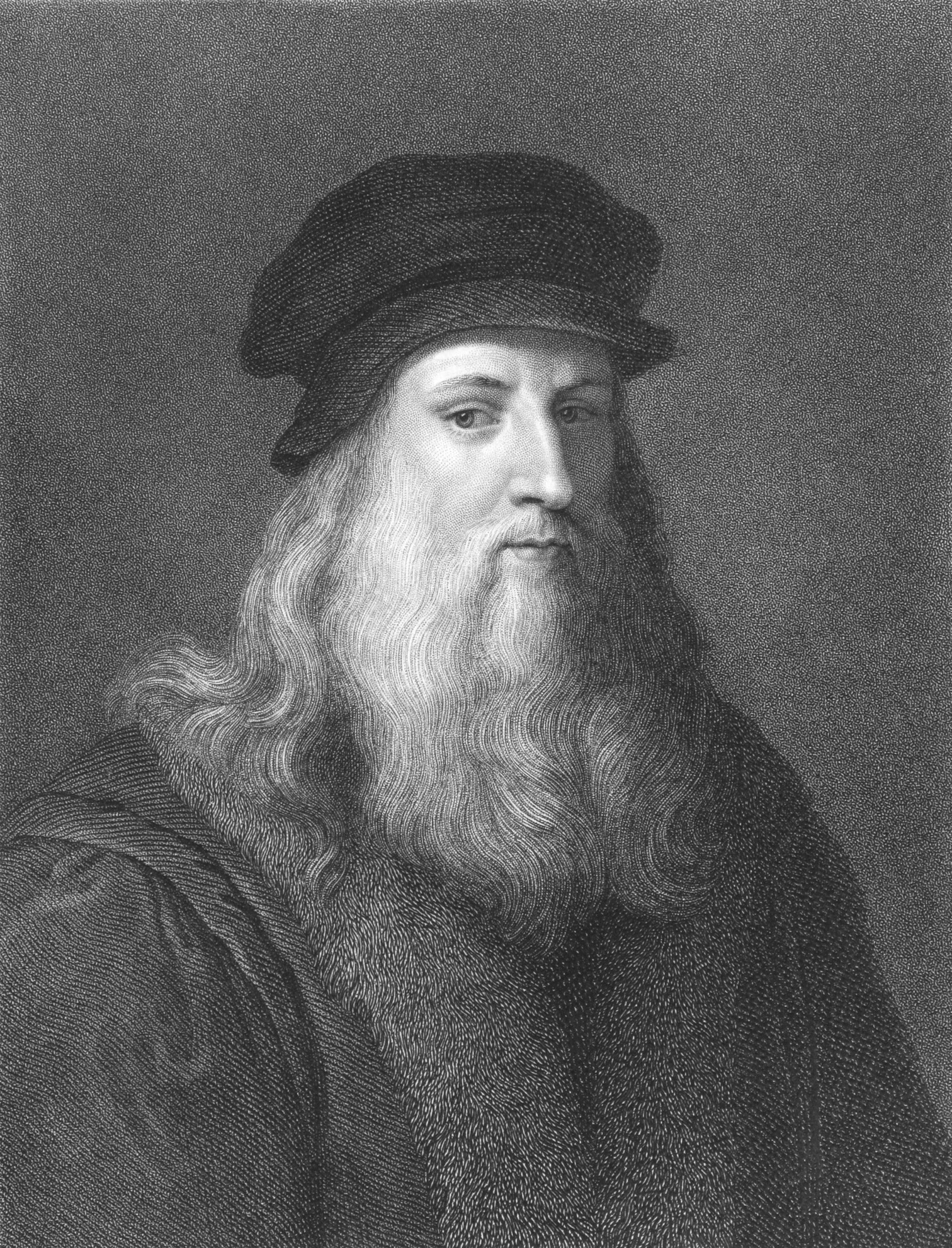 Leonardo da Vinci, 19th‑century engraved portrait